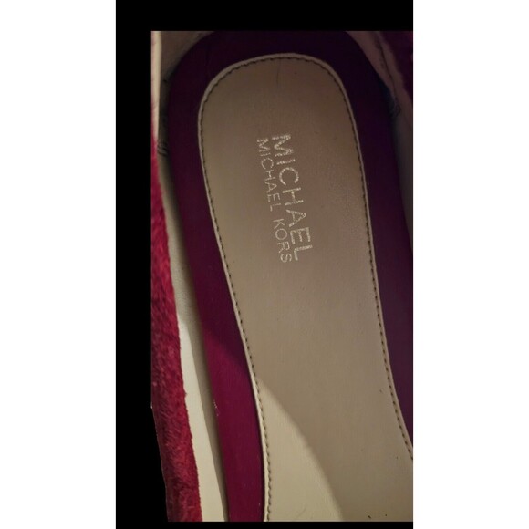 Michael Kors Shoes Women's 10M Red Leather Suede Driving Loafers Moccasins - Picture 3 of 9